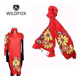 New. Wildfox red daisy scarf.  Retails $98